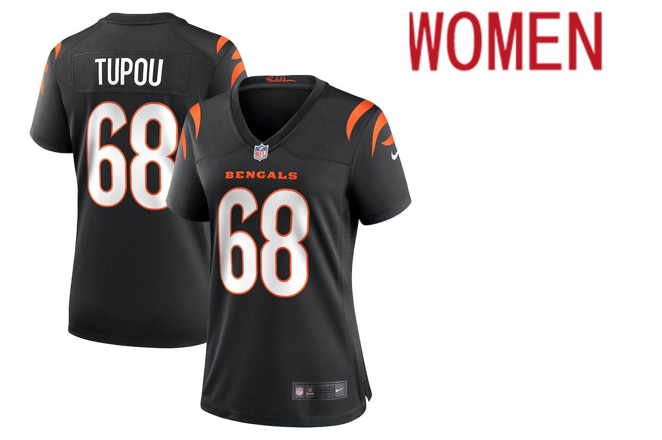Women Cincinnati Bengals #68 Josh Tupou Nike Black Game Player NFL Jersey